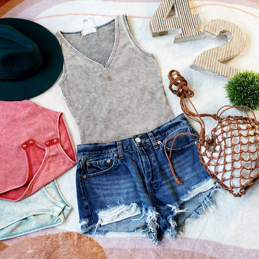 Sleet Washed Cotton Bodysuit w/ snap button closure