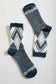 Faux Mohair Diamond Pattern Socks: Blue