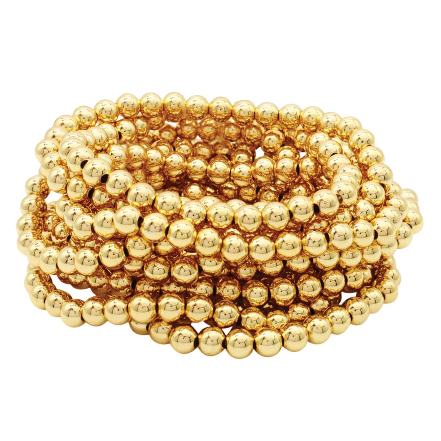 6mm Beaded Bracelets - Gold