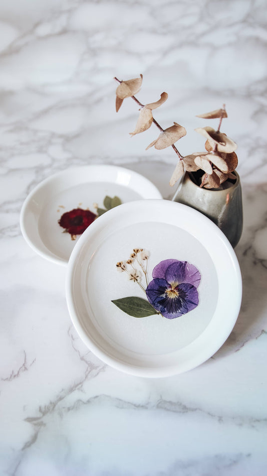 Pressed Flower & Botanical Ceramic Trinket Dish