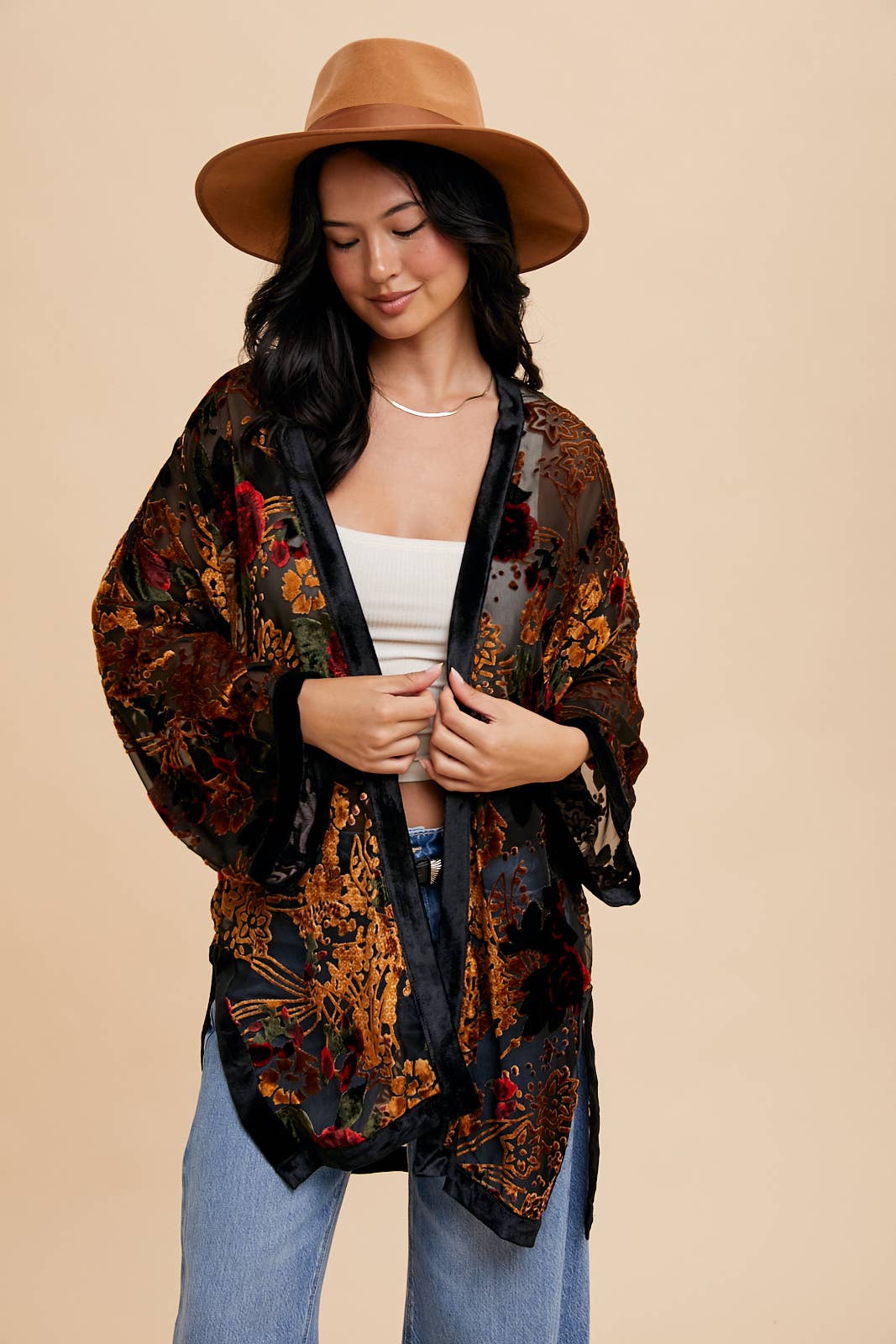 BURNOUT VELVET KIMONO