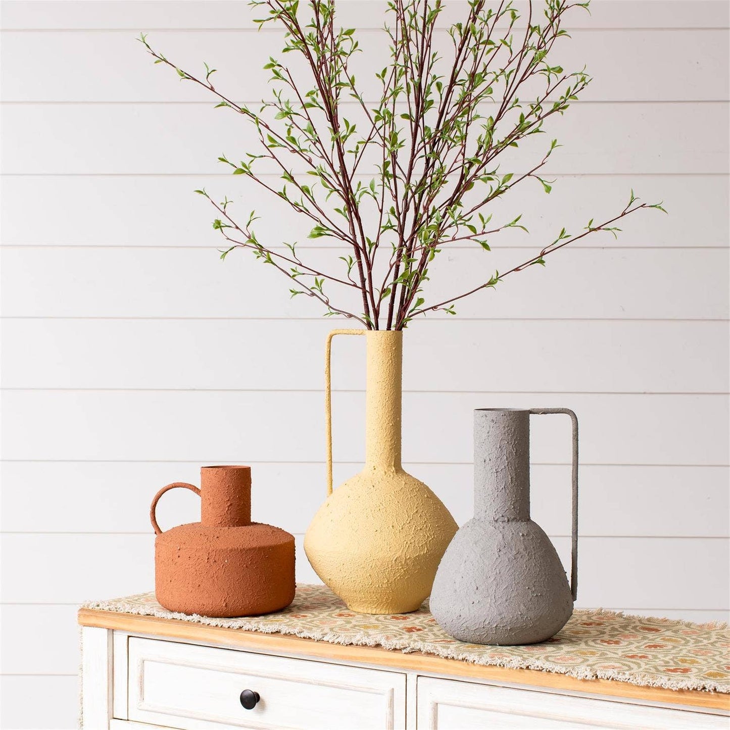 Vase - Stucco Textured Modern Shaped (Set Of 03)