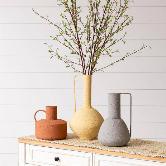 Vase - Stucco Textured Modern Shaped (Set Of 03)
