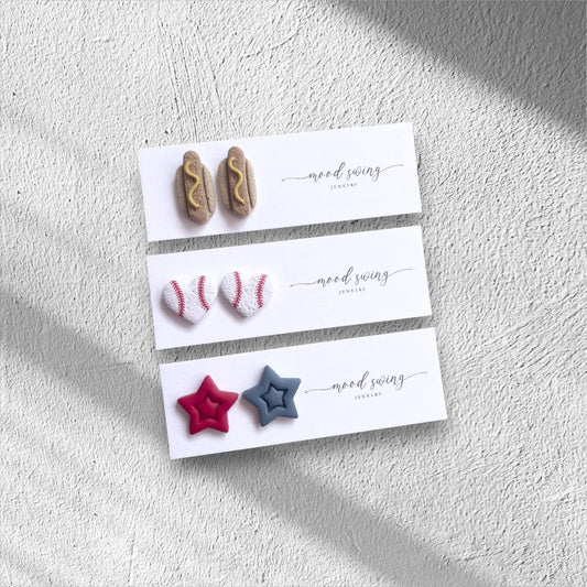 Polymer Clay Studs  : Stars (mismatched)