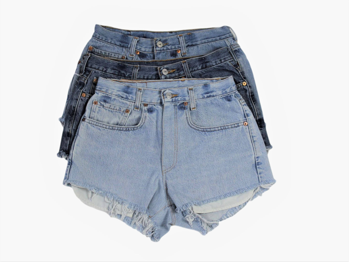 High-Rise Upcycled Denim Cutoff Shorts - (34" waist)