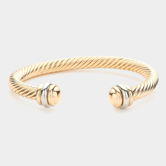 Twisted Rope Cuff Bracelet: Gold