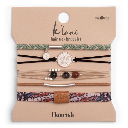 K'lani "Flourish" Silver Butterfly Charm Hair Tie Bracelet Set