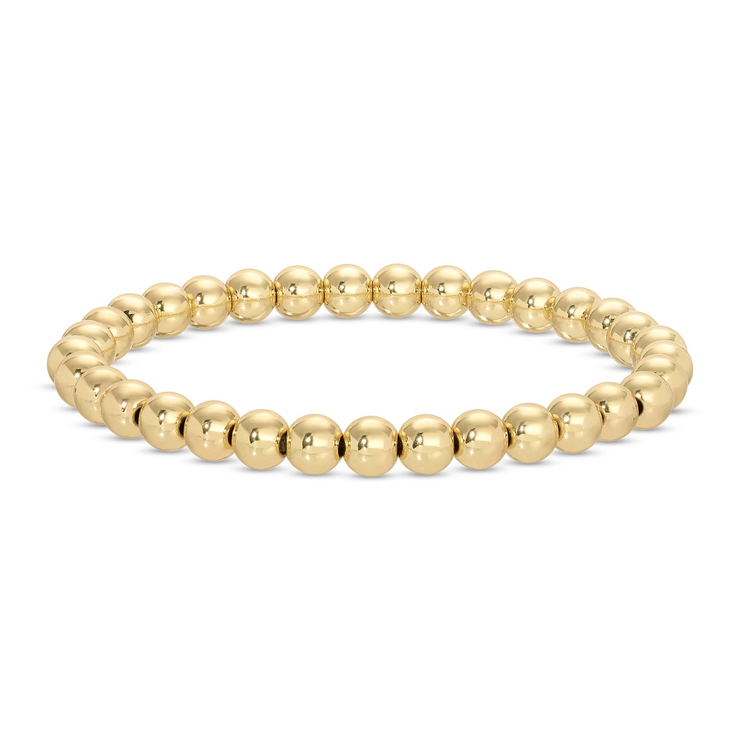 6mm Beaded Bracelets - Gold