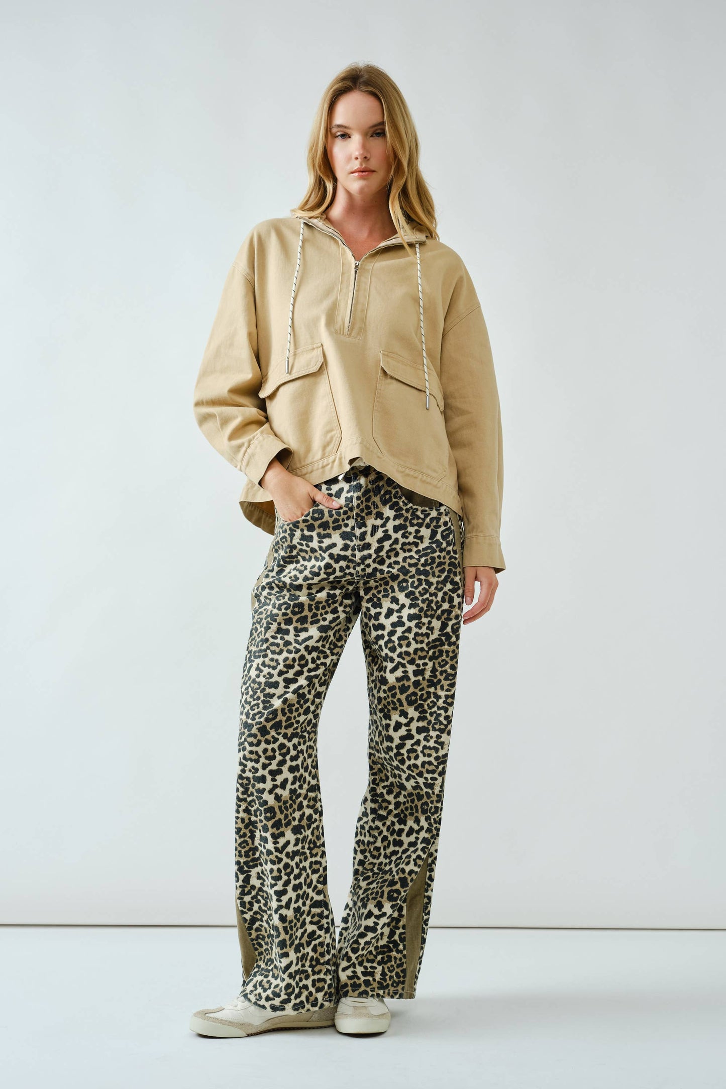 Leopard Slouchy Straight Jeans