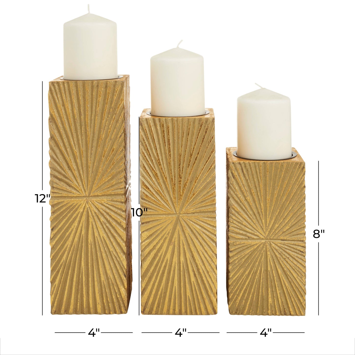 Wooden Carved Pillar Geometric Candle Holder