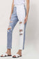 SUPER HIGH RISE SPLIT TWO TONED CUFFED MOM JEANS