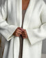 Elegant Collarless Open Front Long Cardigan
