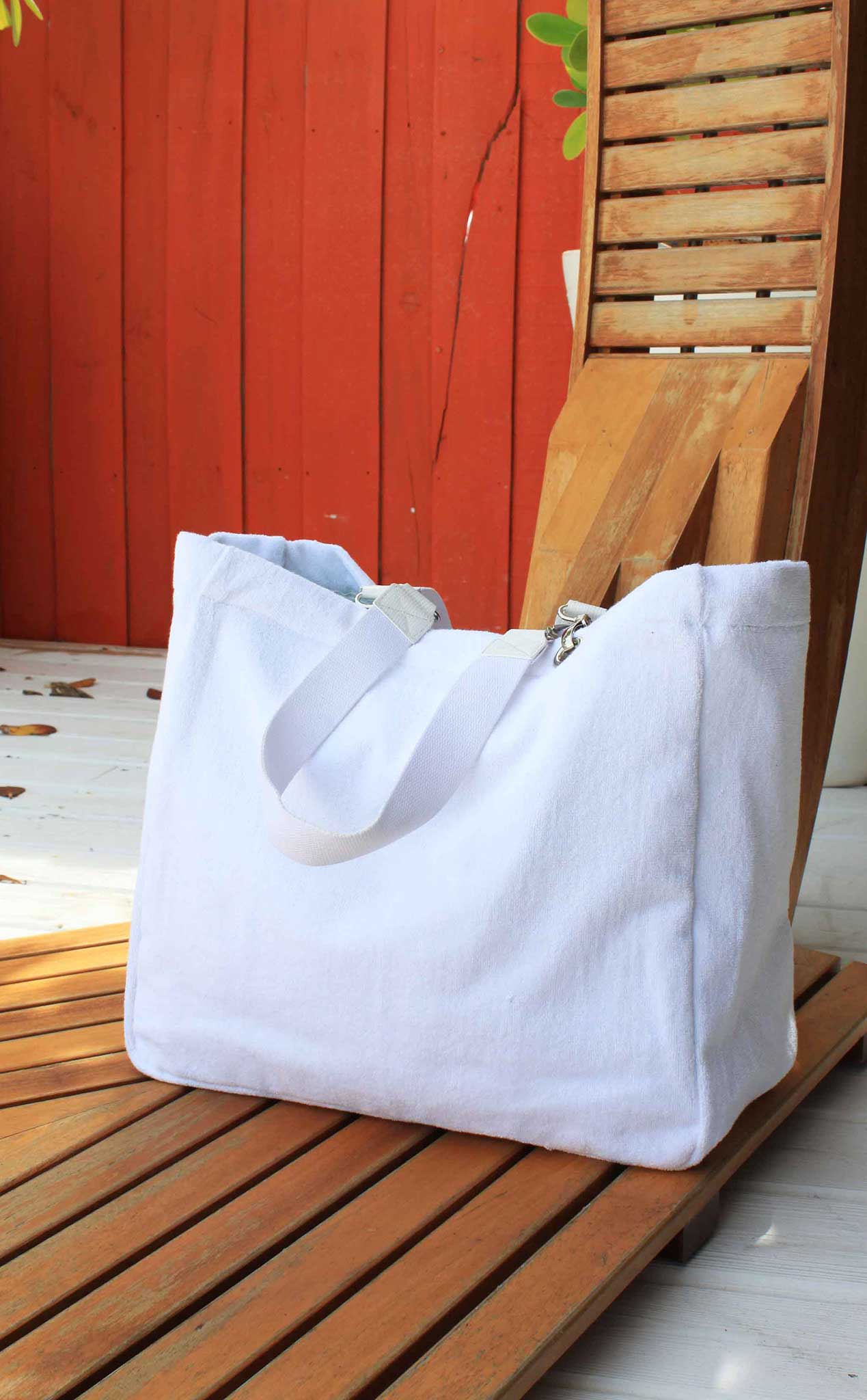 Solid Terry Plastic Lined Tote: Pearl Grey