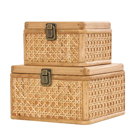 Woven Rattan Box's  with Bronze Latche
