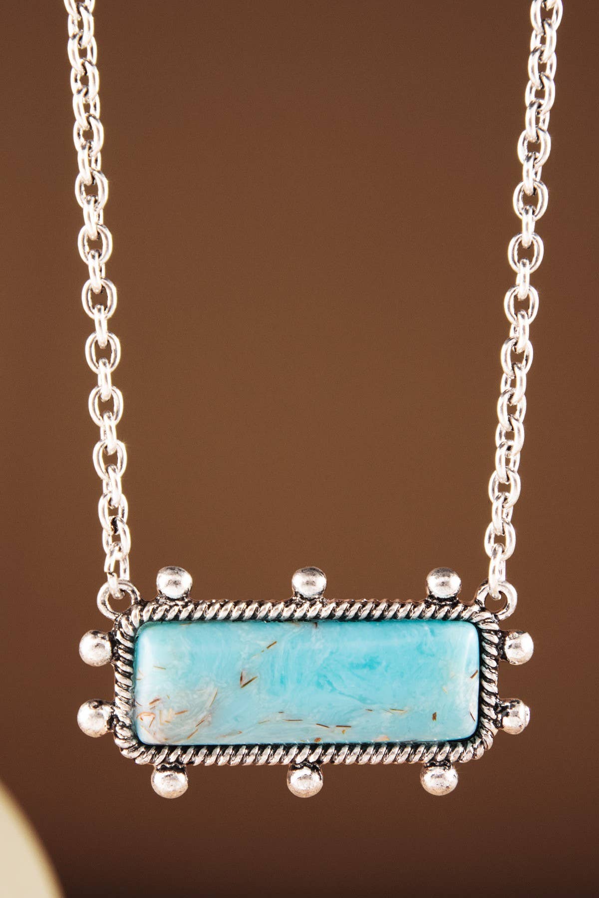 Western Bar Necklace with Hand Stone