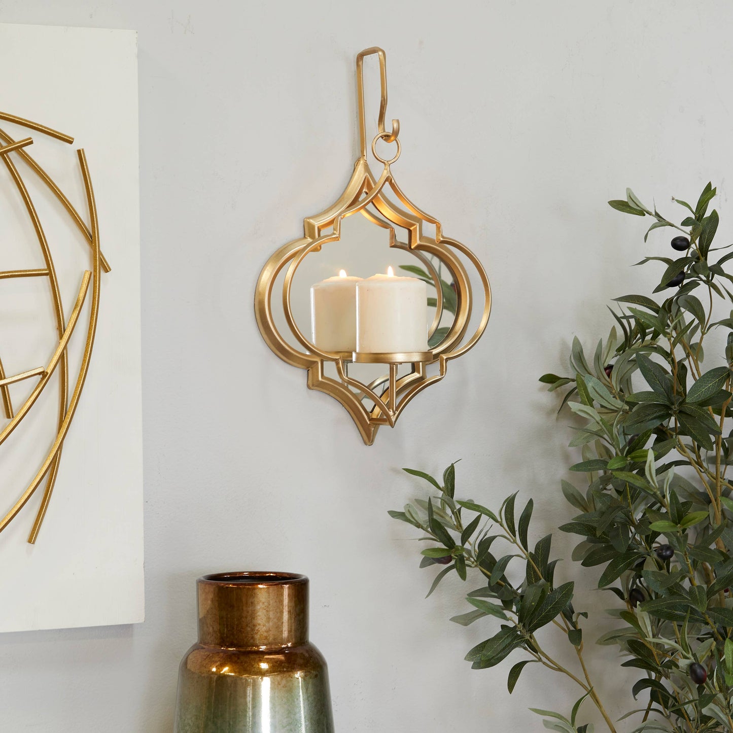 CosmoLiving Gold Metal Geometric Wall Sconce