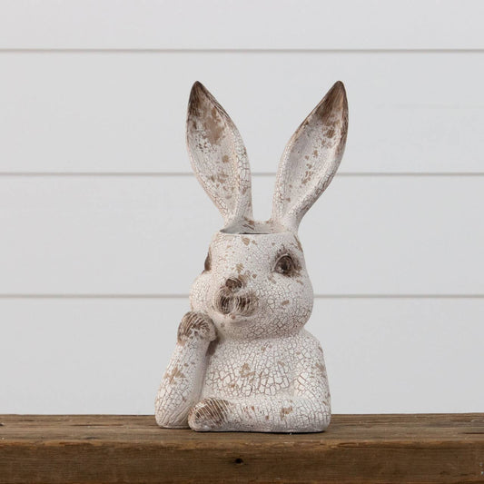 Distressed Rabbit Head Planter