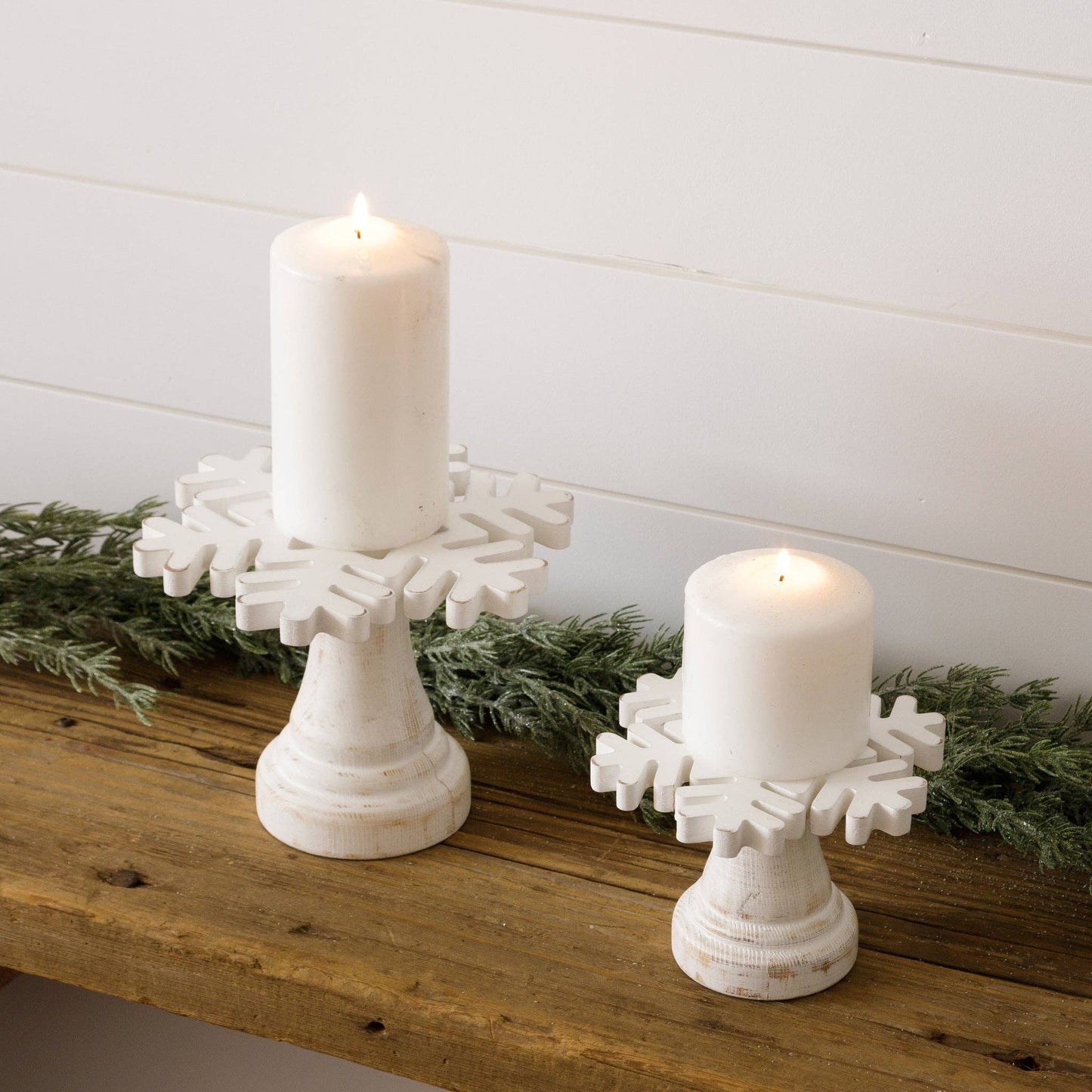 White Distressed Snowflake Risers