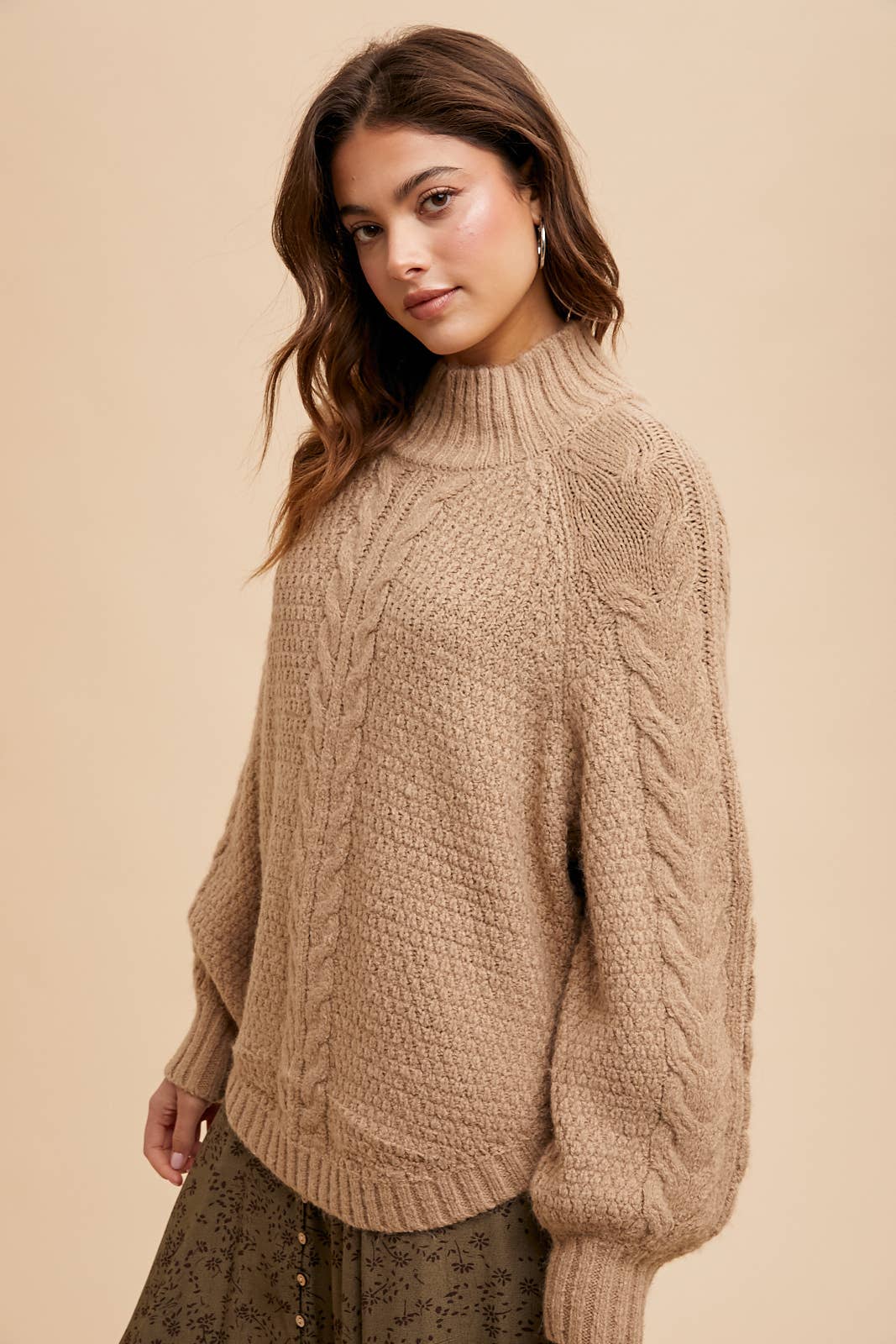 Textured Cable Knit Sweater