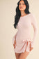 Long Sleeve Wrap Tie Front Dress: Pink / M
