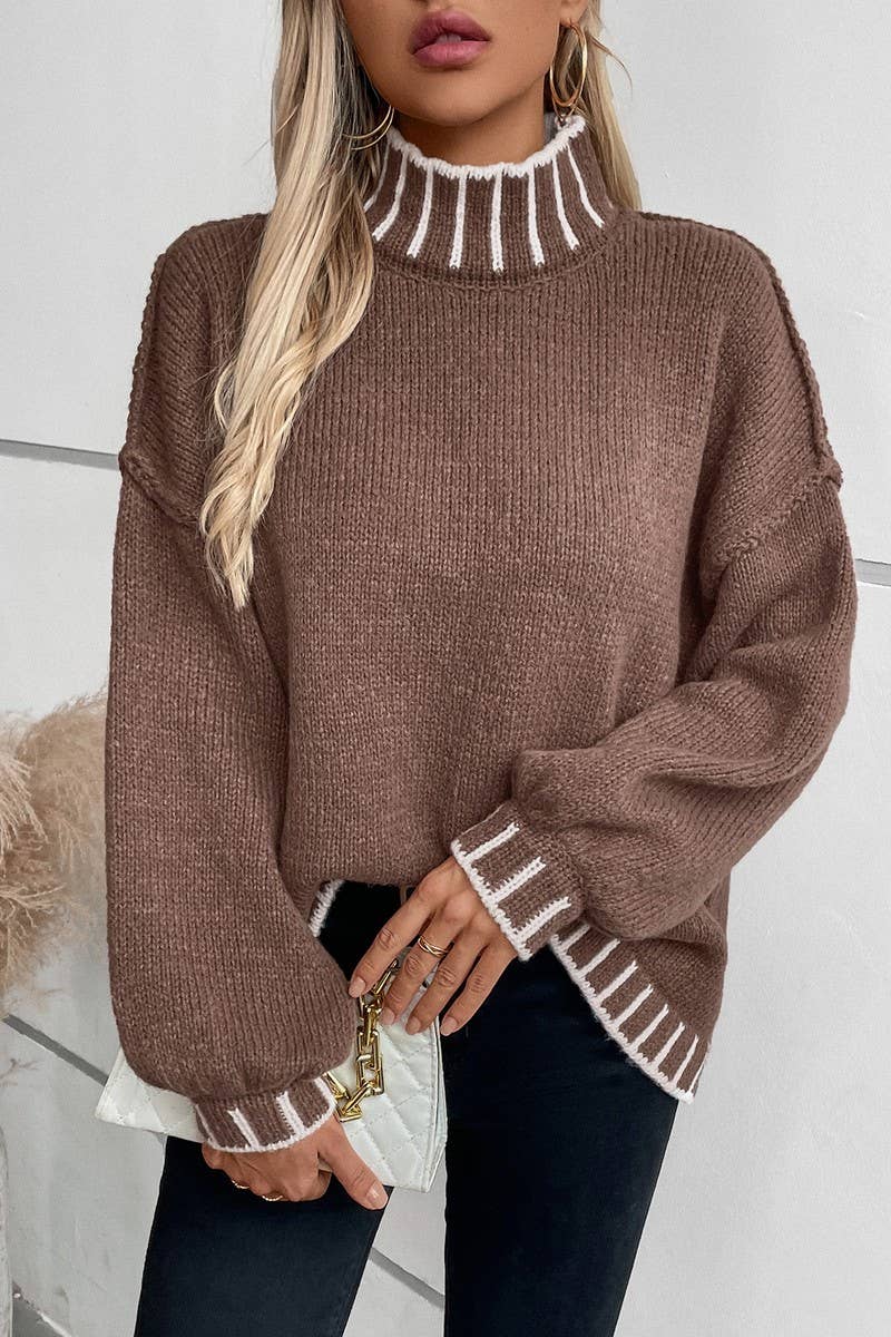 Striped Turtleneck Oversized Top