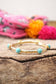 Jeweled Golden Bangle with semi precious stone dots: Shiny Gold - Pink Rose quartz