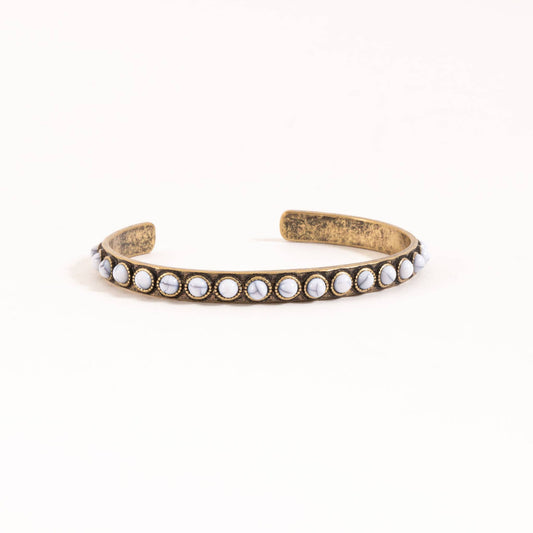 Annie Howlite Stone Burnished Gold Cuff Bracelet