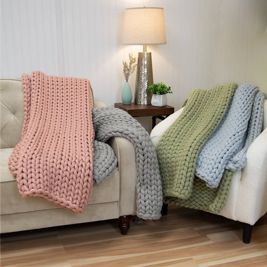 Chunky Knit Throw: Cream