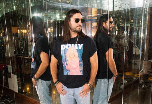 Dolly Parton in Pink Black Thrifted Licensed Graphic Tee