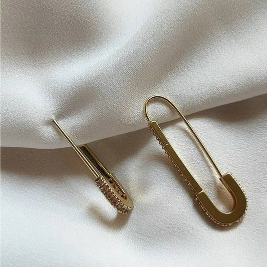 Helga Safety Pin Earrings: Clear