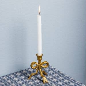 Gold Metal Tied Bow Candle Holder