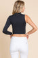 Mock Neck One Shoulder Top - Black