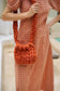 Zoey Cable Knit Shoulder Bag In Terracotta