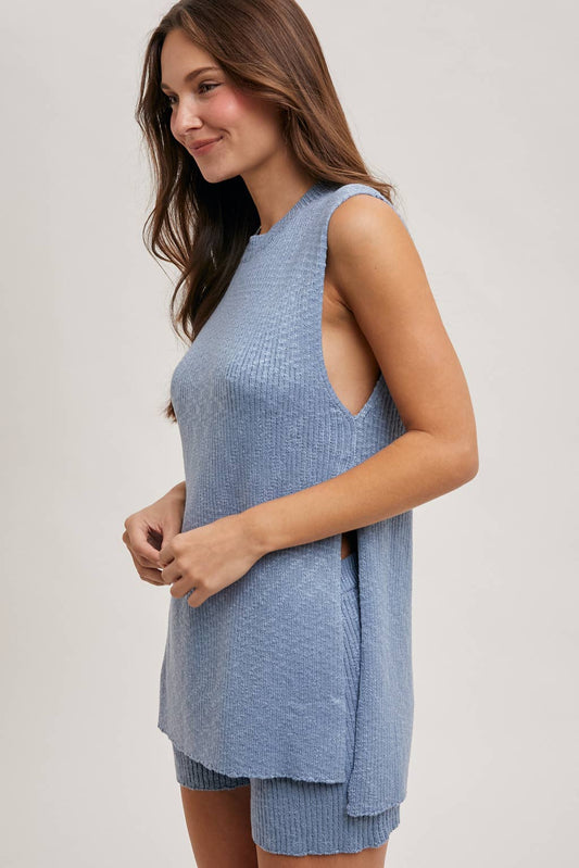Sleeveless Knit Sweater & Short Set