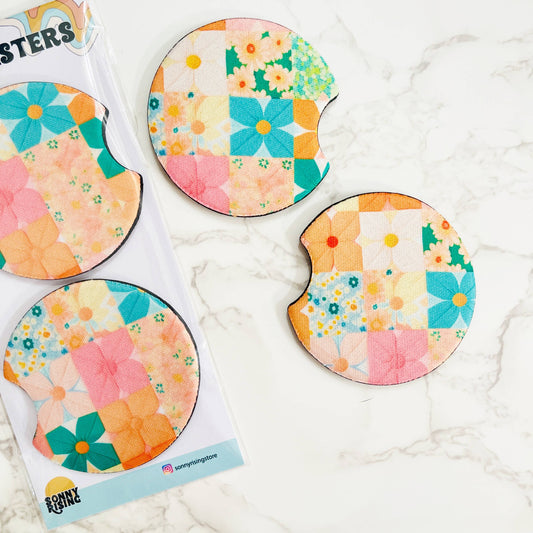 Car Coasters, Bright retro Quilt Design