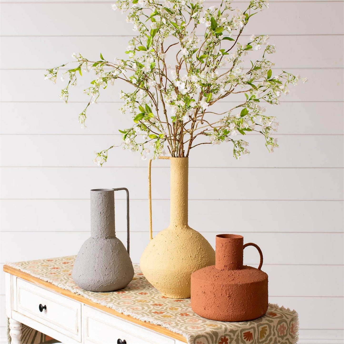 Vase - Stucco Textured Modern Shaped (Set Of 03)