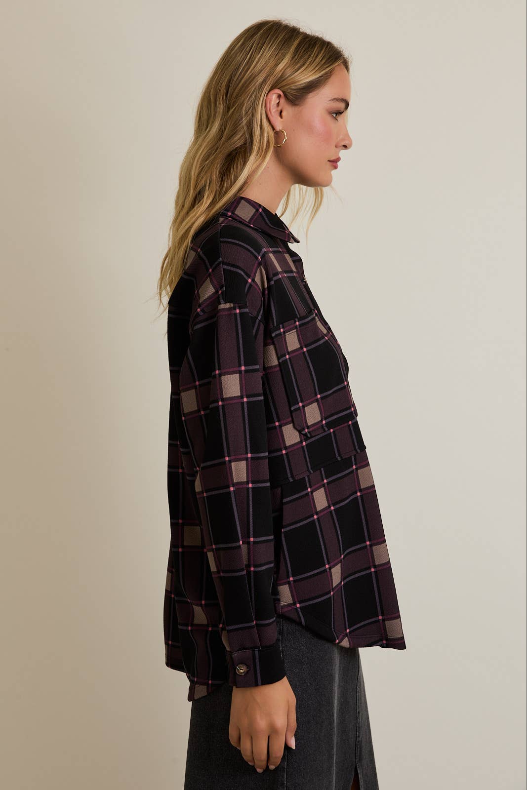 Plaid Button Down Shacket