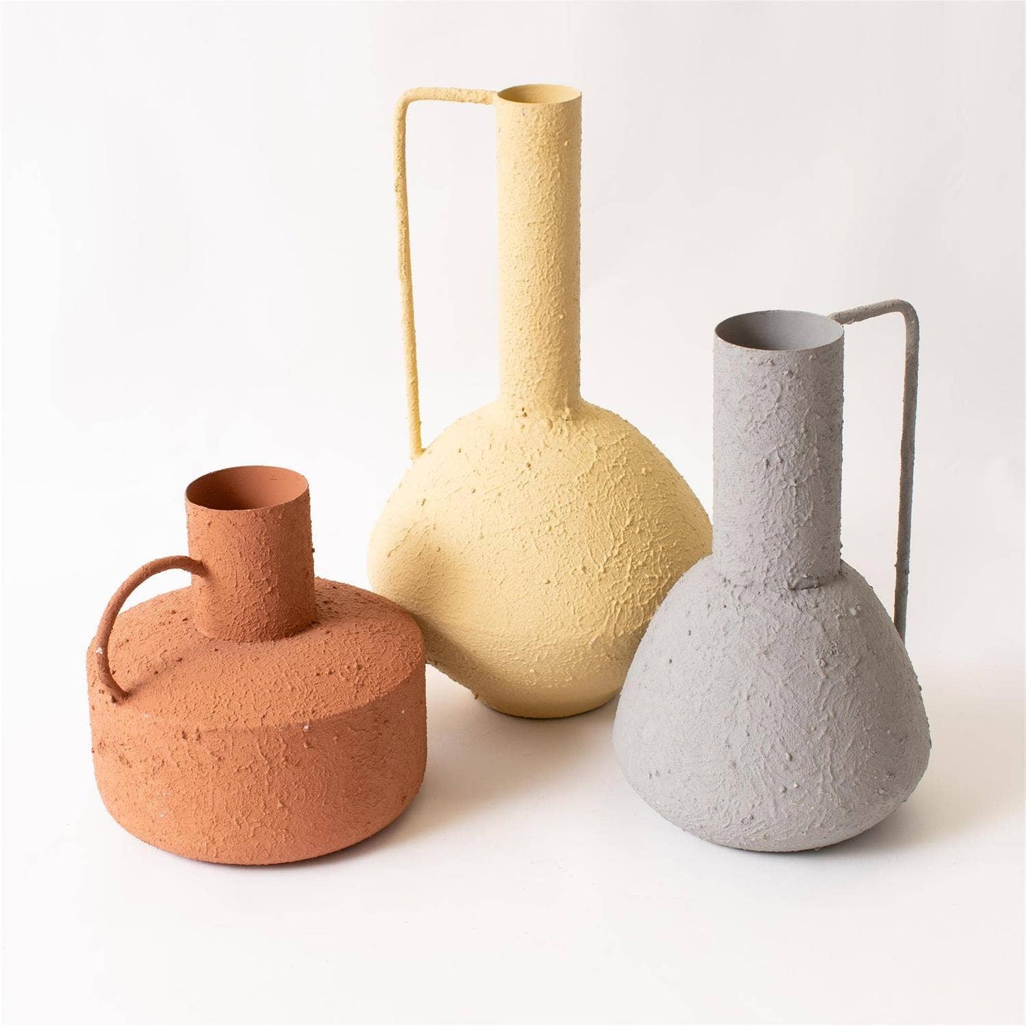 Vase - Stucco Textured Modern Shaped (Set Of 03)