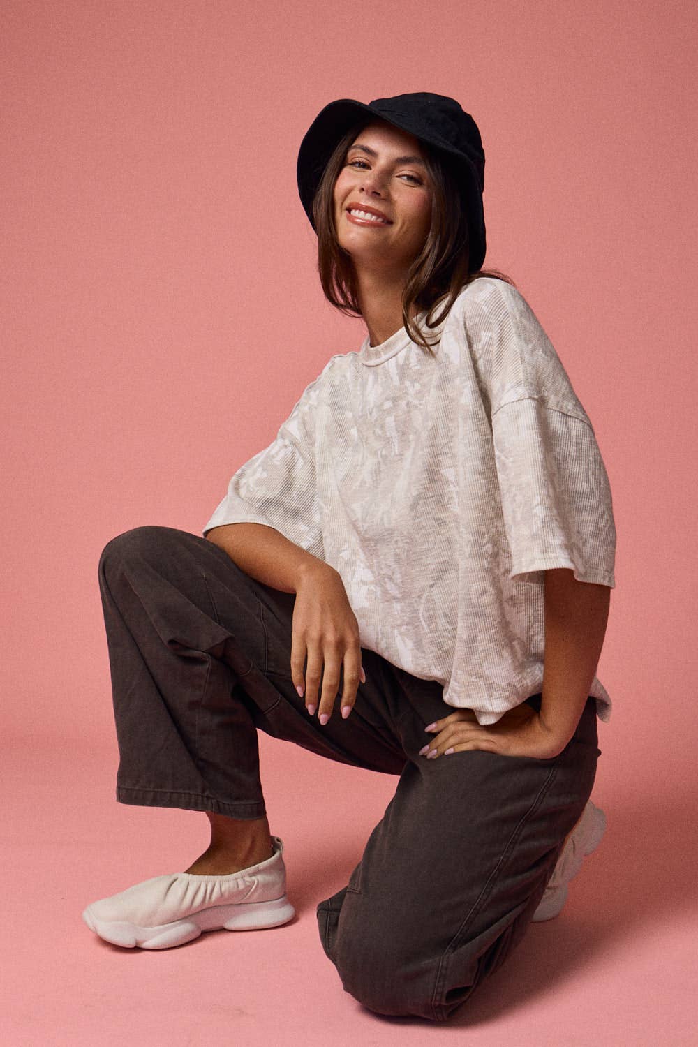 Camo Ribbed Loose Fit Ribbed Shirt