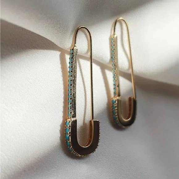 Helga Safety Pin Earrings: Clear