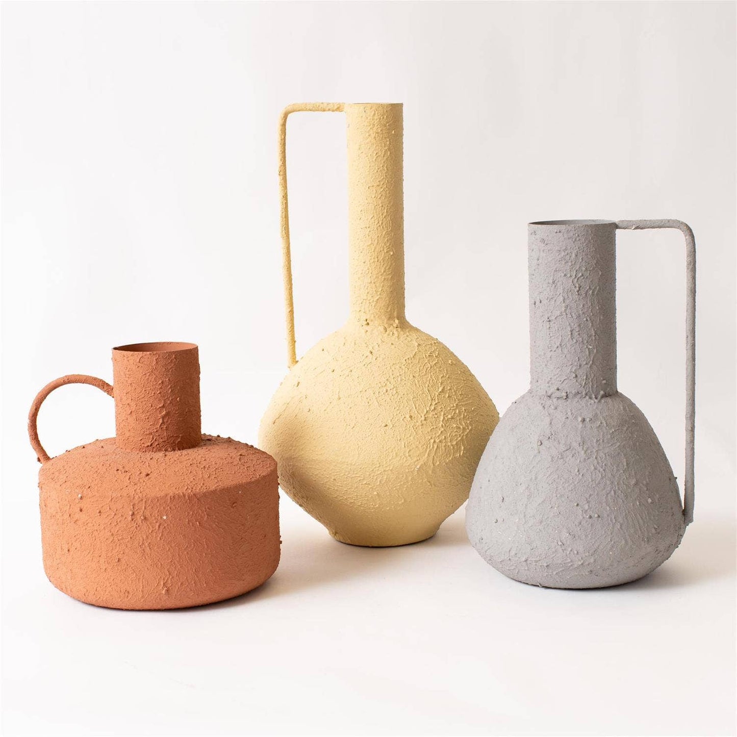Vase - Stucco Textured Modern Shaped (Set Of 03)