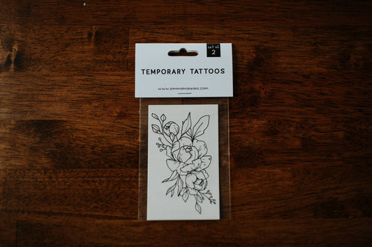 Peony Bouquet Temporary Tattoos