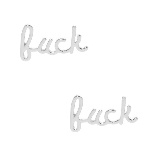 White Gold Dipped Fuck Earrings