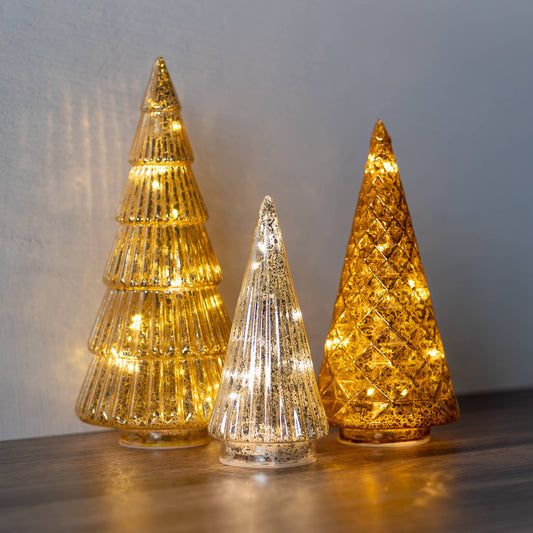 Gold, Bronze & Silver Glass Trees