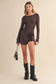 Long Sleeve Wrap Tie Front Dress: Pink / M