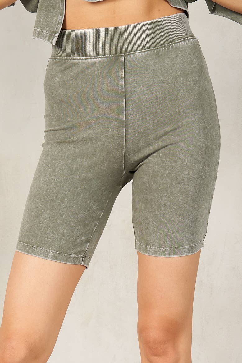 Mineral Washed Biker Shorts