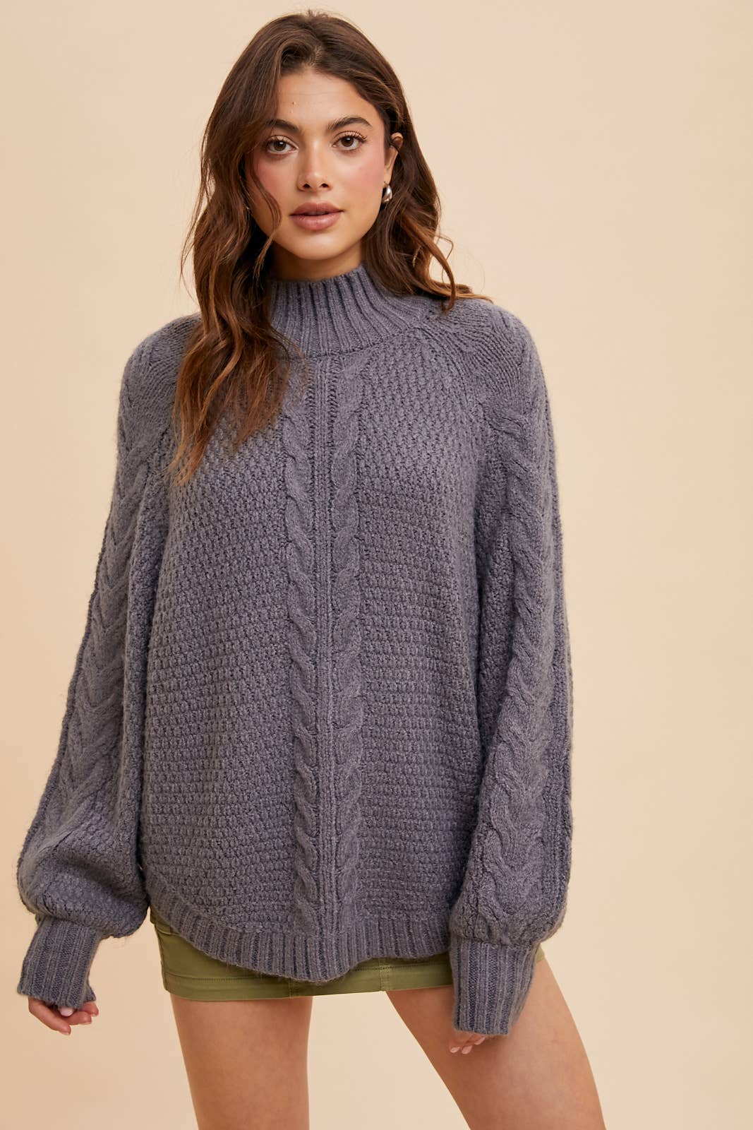 Textured Cable Knit Sweater