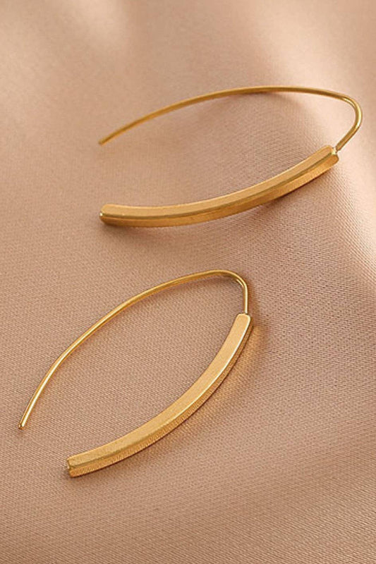 18K Gold PVD Plated Stainless Steel Threader Earrings - 7196: S0OX3T7196 Gold