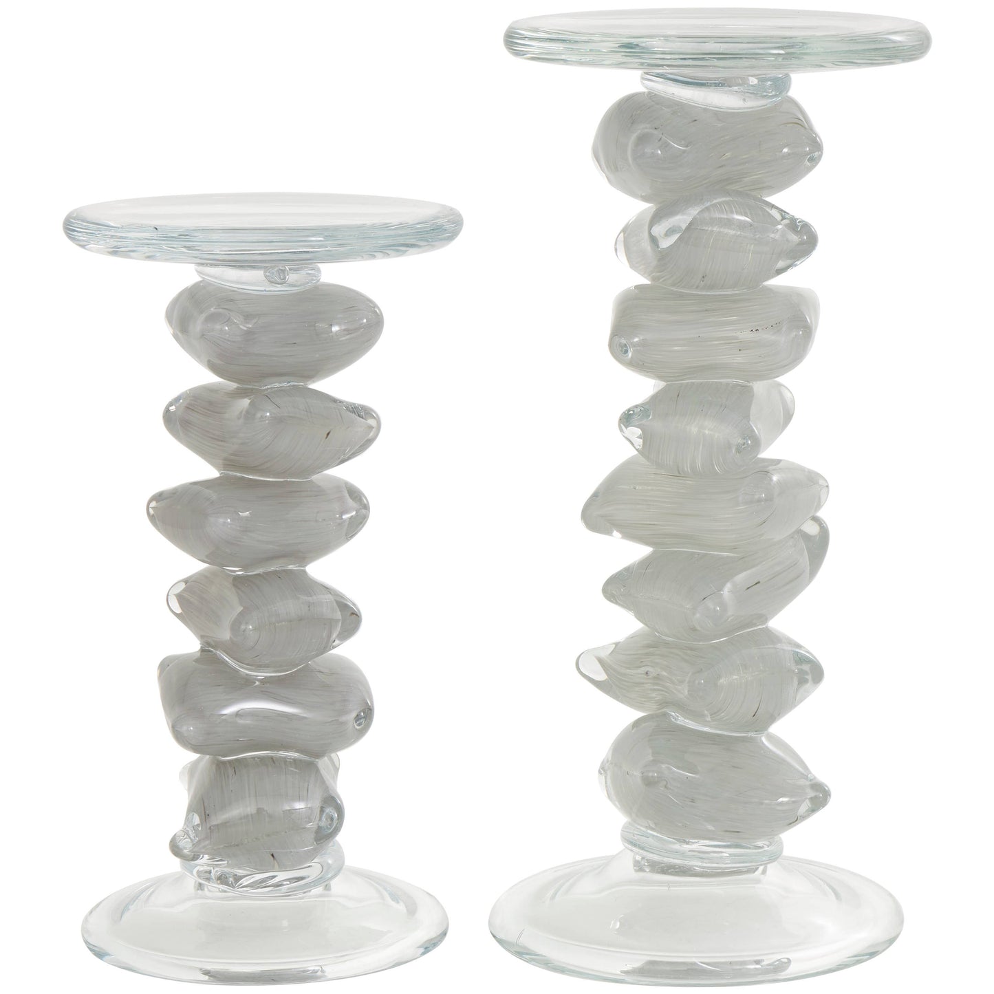 Glass Stacked Stone Candle Holders