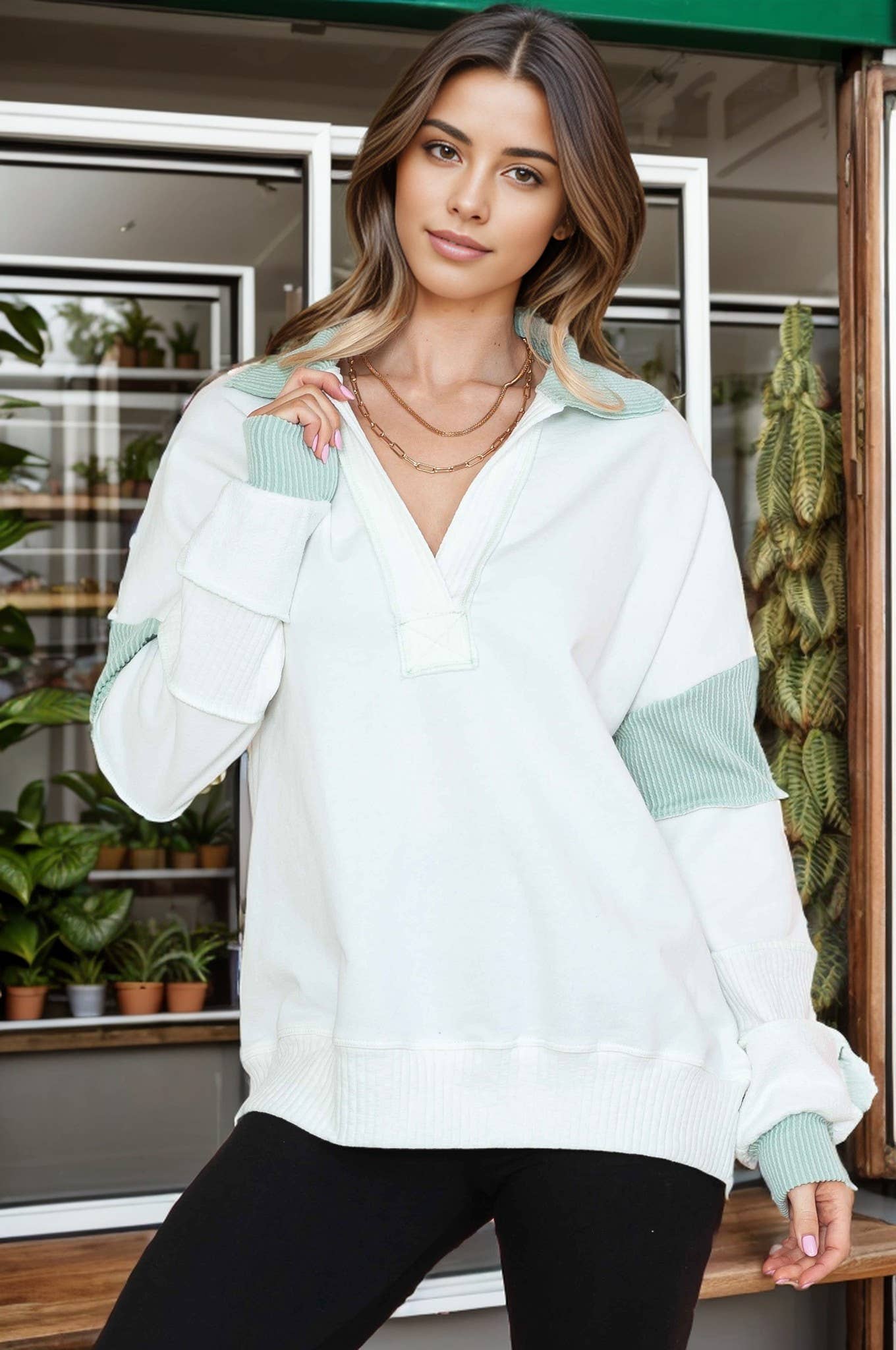 Wave Rib Contrast Top